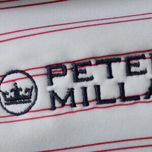 Peter Millar Summer Comfort White Striped Stretch Polo (M)